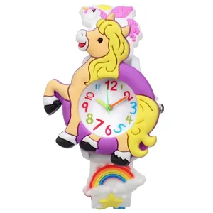 ساعت مچی عقربه ای بچگانه مدل بند سیلیکونی طرح یونیکورن اسب تک شاخ کد 4 