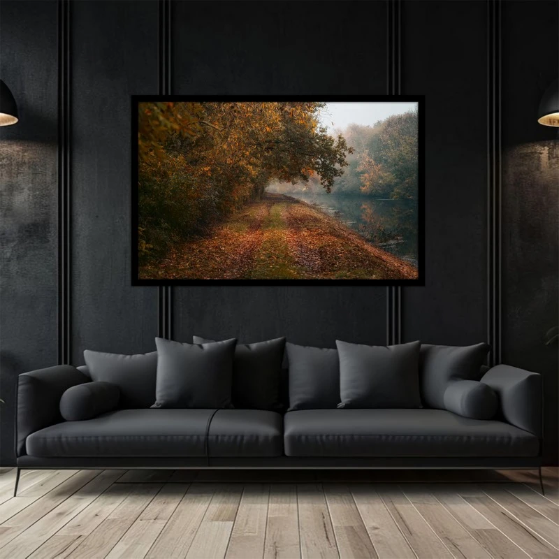 تابلو بکلیت طرح منظره طبیعت زیبا و مه آلود  و رود مدل B-bu5119
