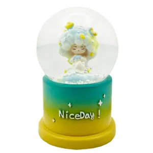 گوی چراغ‌دار مدل Nice Day طرح دخترک مو رنگی و ستاره کد B5927