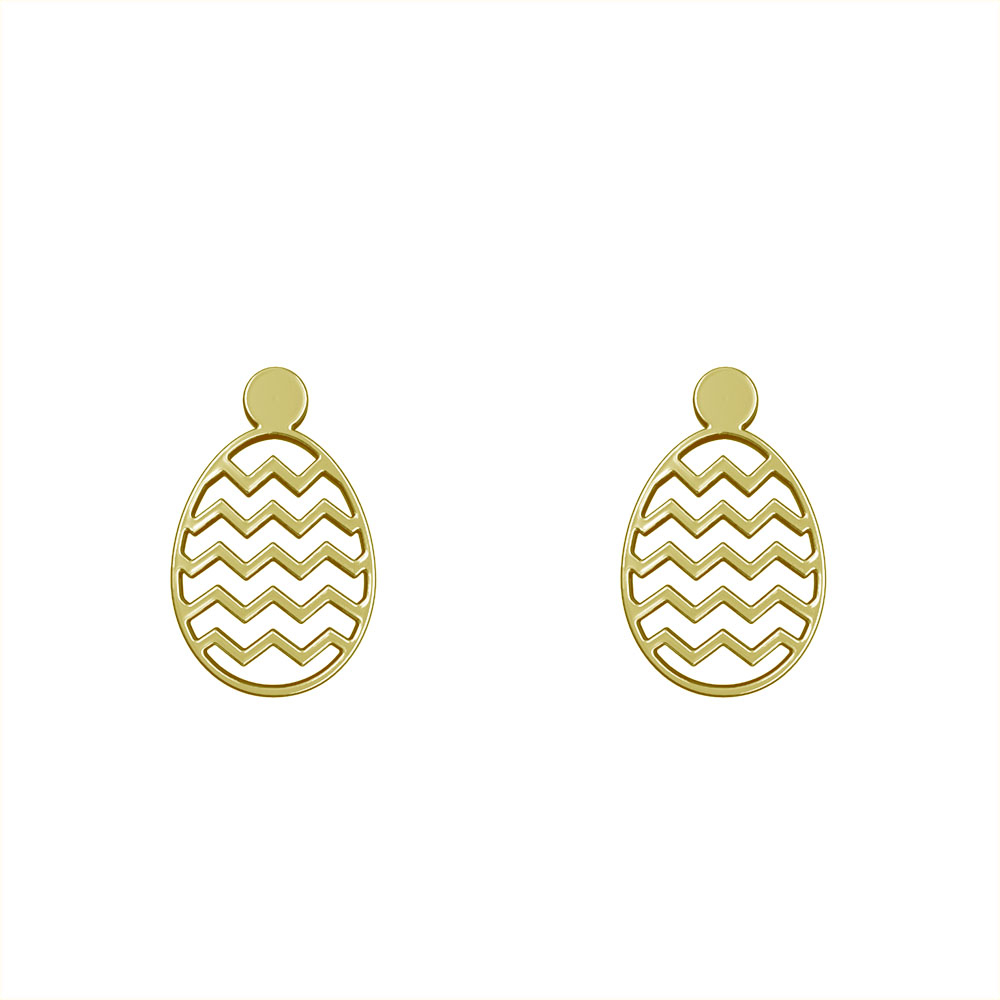 گوشواره طلا 18 عیار زنانه مدوپد مدل تخم مرغ طرح زیگزاگ کد GA1-10364