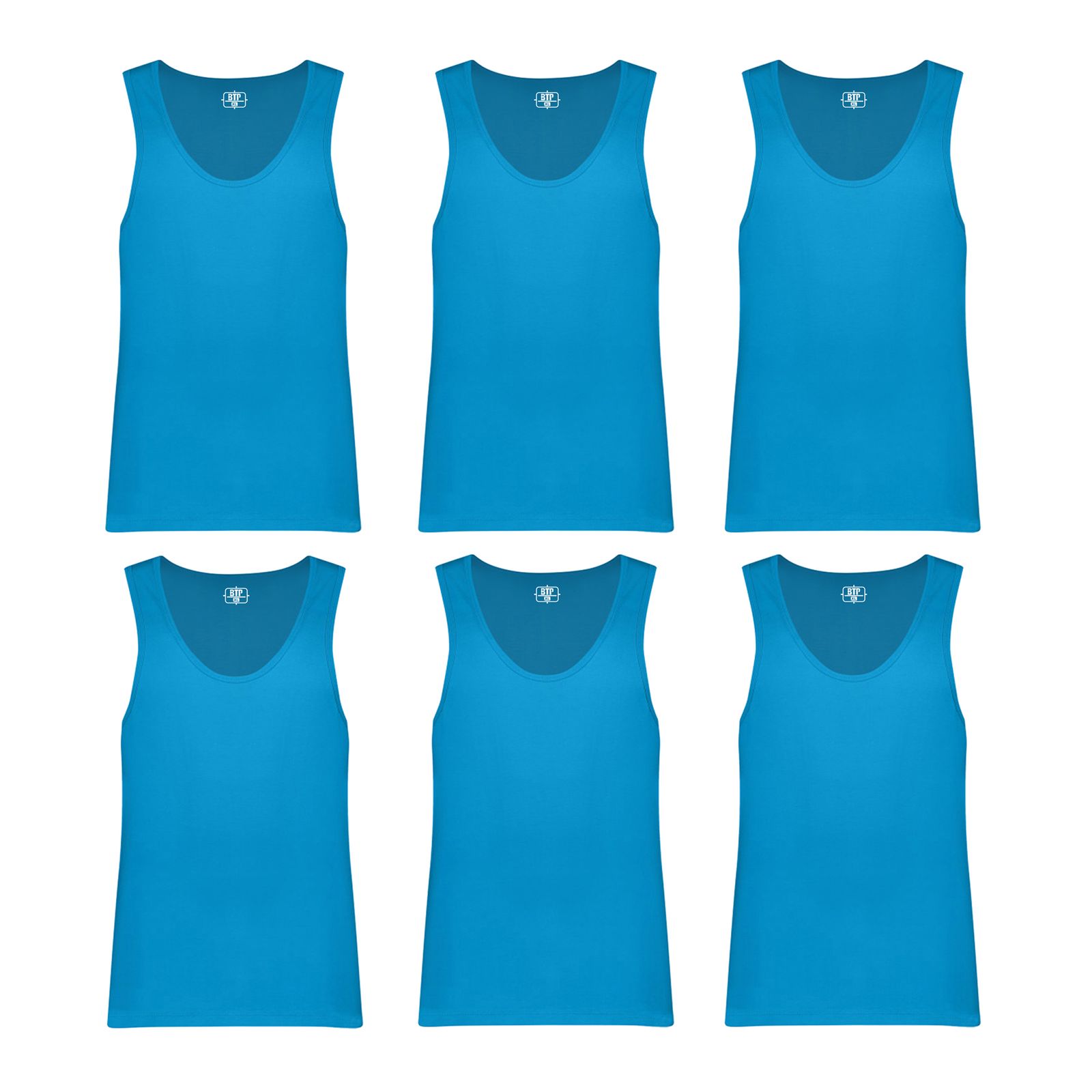 زیرپوش رکابی مردانه برهان تن پوش مدل 3-01 رنگ آبی فیروزه ای بسته 6 عددی -  - 1