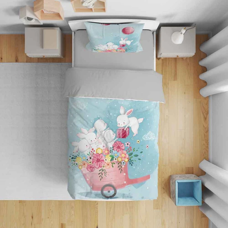 سرویس روتختی برند نوپه هوم مدل خرگوش ها T5873 تک نفره 5 تکه