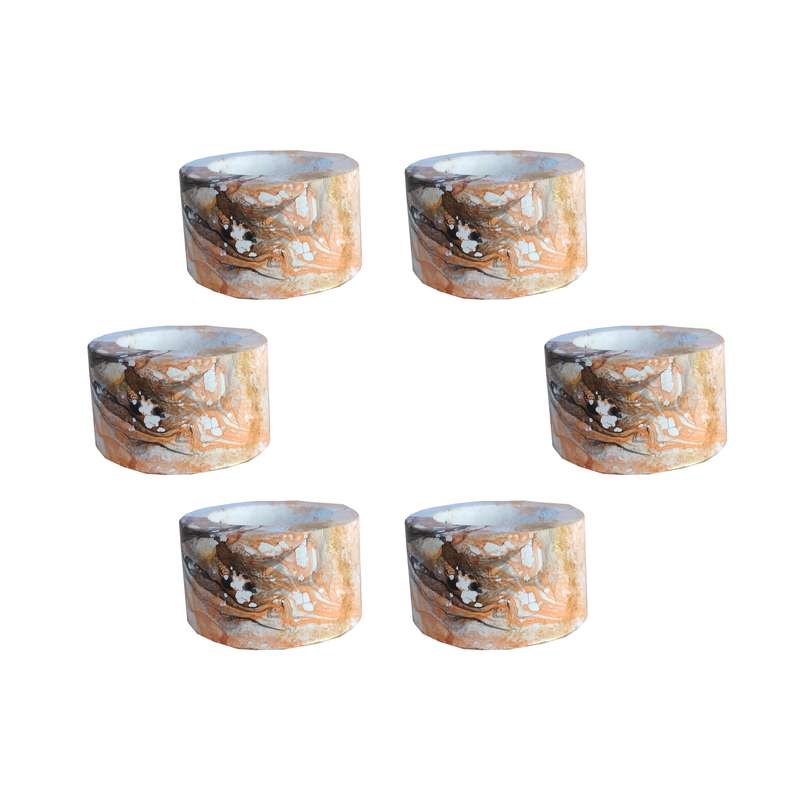 مجموعه ظروف هفت سین 6 پارچه مدل ماربل پتینه طرح پیاله کد 62310