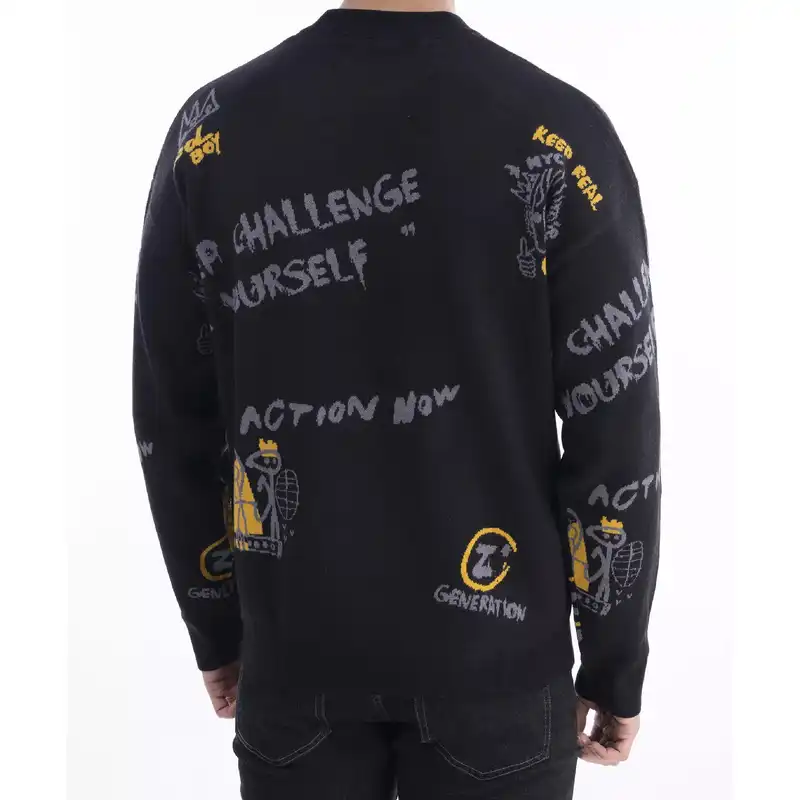 پلیور مردانه جین وست مدل یقه گرد کد 1221139 رنگ مشکی