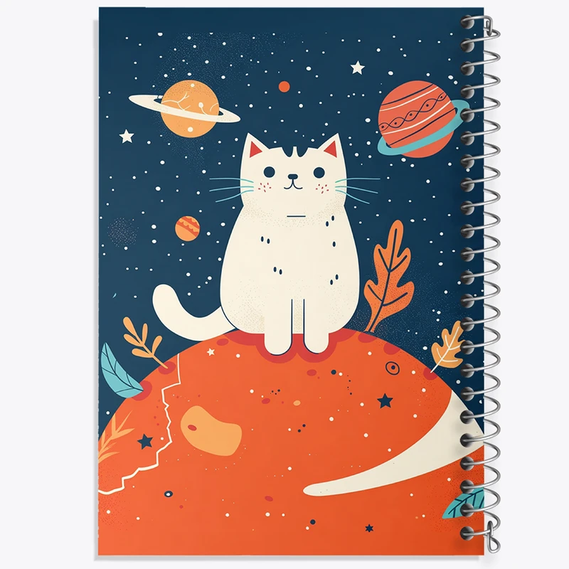 دفتر مشق 50 برگ خندالو طرح گربه فضایی کد N1449