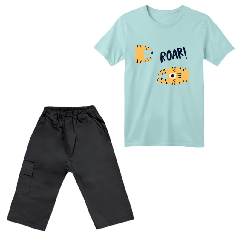 ست تی‌شرت آستین کوتاه و شلوارک پسرانه مدل ببری