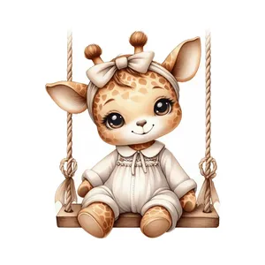 چراغ خواب اتاق کودک مدل زرافه روی تاب LU037