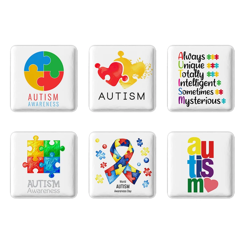 مگنت خندالو طرح اتیسم Autism کد 1728A مجموعه 6 عددی