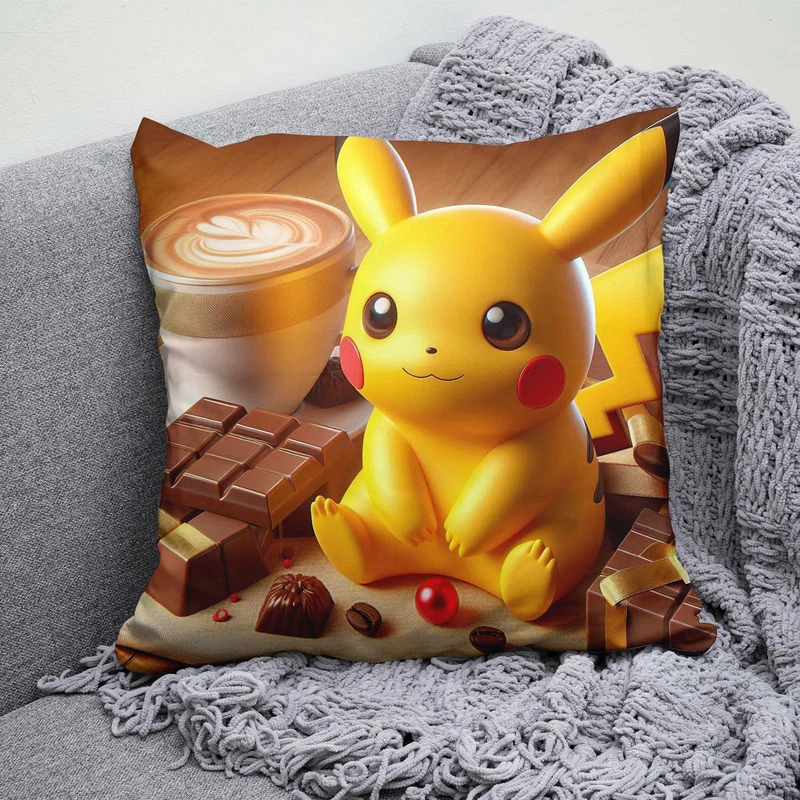 کوسن پاد آفرین مدل پیکاچو طرح قهوه و شکلات B617