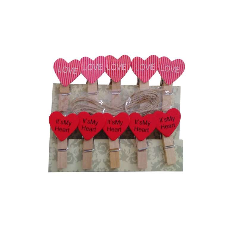 گیره عکس کلاووس طرح قلب مجموعه 10 عددی
