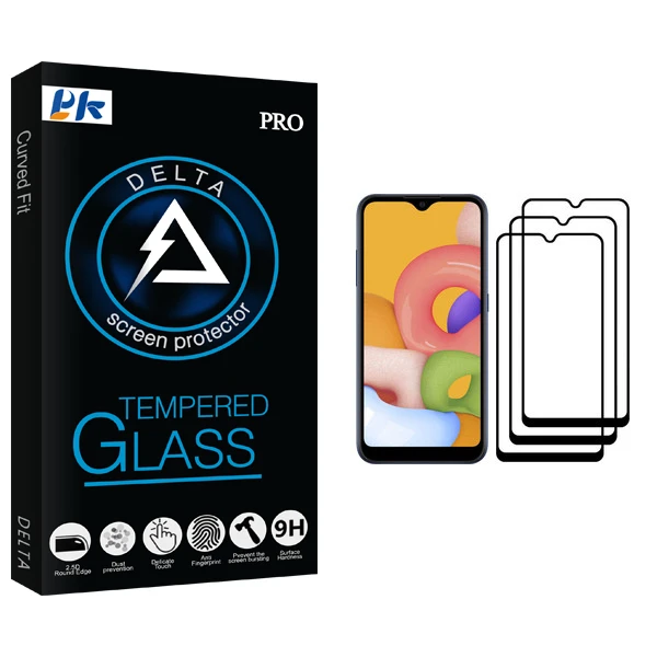 محافظ صفحه نمایش پی کی مدل Delta Glass مناسب برای گوشی موبایل سامسونگ Galaxy A01 بسته سه عددی