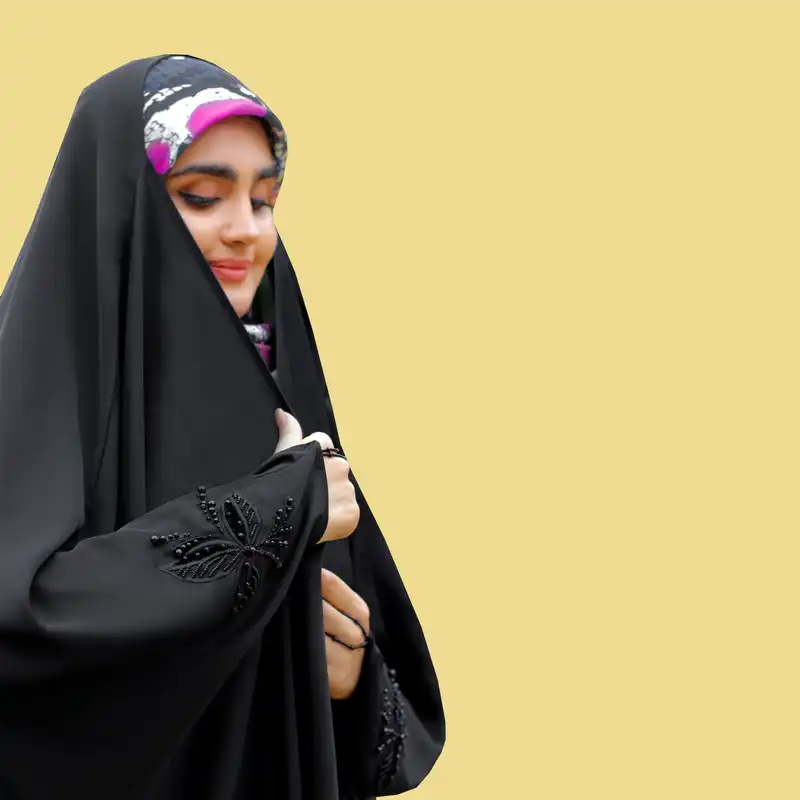 چادر عبایی مدل گلبرگ مخمل