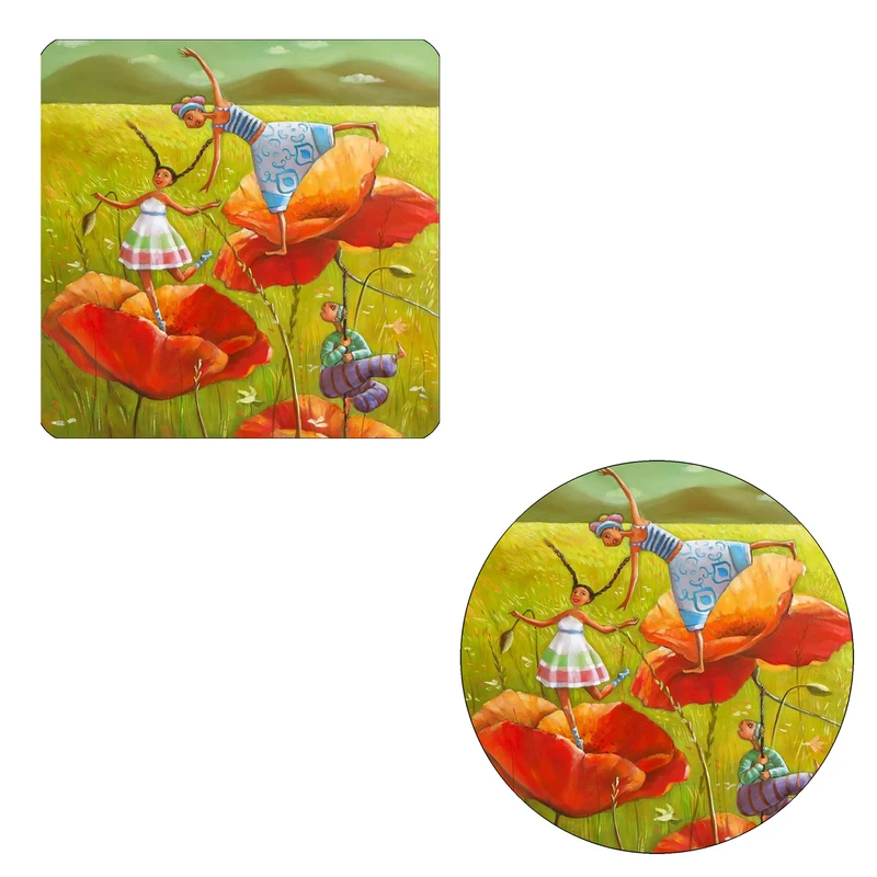 مگنت طرح شادی در میان گلها کد M1 به همراه زیر لیوانی