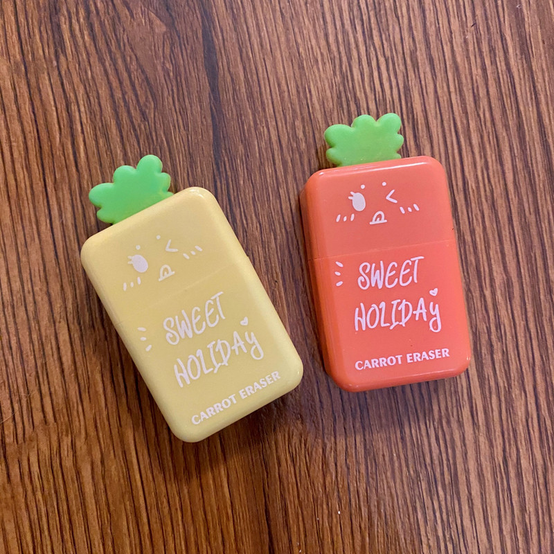 پاک کن طرح هویج مدل جعبه دار مجموعه 2 عددی