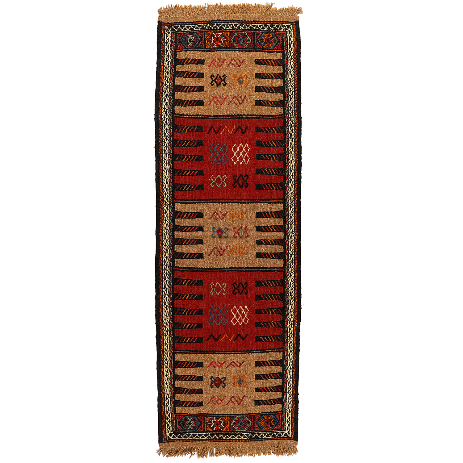 گلیم دستبافت کناره طول دو متر کد 140253