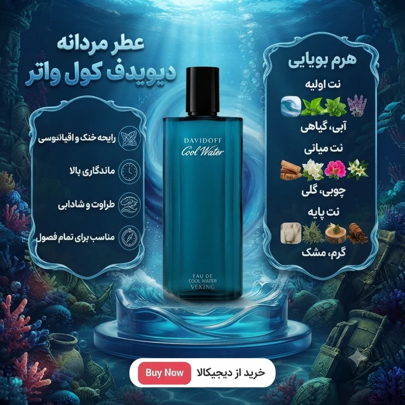 عکس شماره 4 : ادو تویلت مردانه وکینگ مدل کول واتر با رایحه خنک حجم ۱۲۵ میلی لیتر