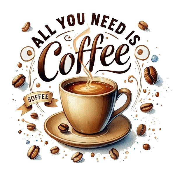 استیکر پارچه و لباس پاد آفرین طرح کافی coffee کد 3639