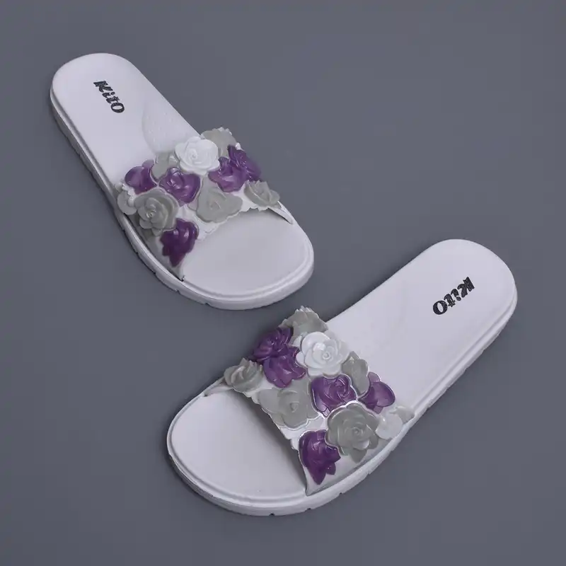 دمپایی زنانه کیتو مدل گل برجسته کد GRY.2438