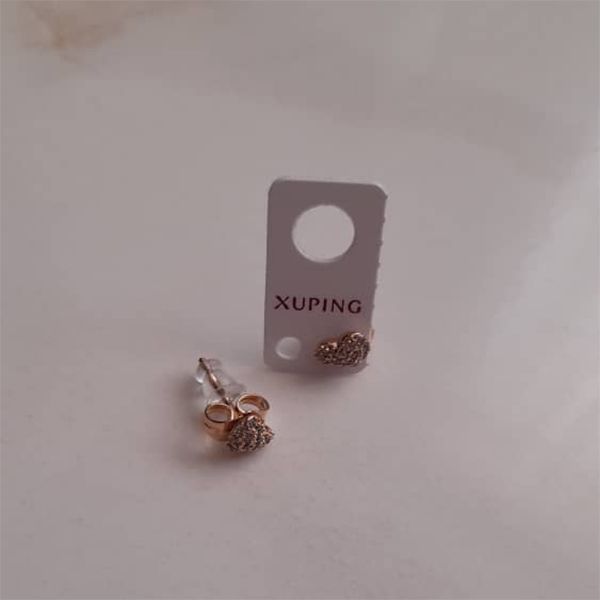گوشواره زنانه ژوپینگ مدل قلب نگینی -  - 3