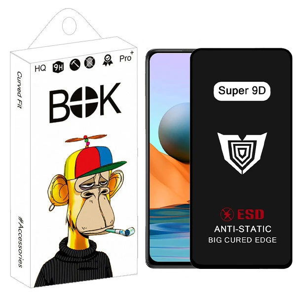 محافظ صفحه نمایش بوک مدل Super 9D View مناسب برای گوشی موبایل شیائومی Redmi Note 10 pro / a81 / a91