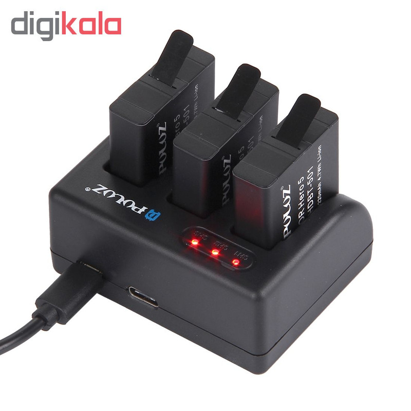 شارژر باتری پلوز مدل 3Channel Charger همراه با باتری گوپرو