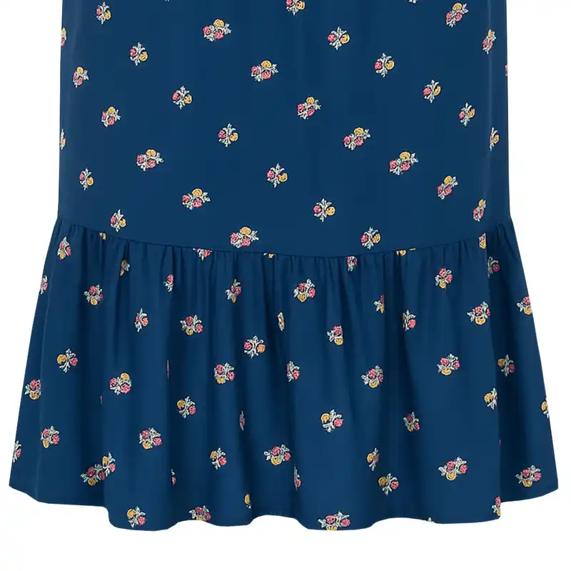 دامن چین‌دار زنانه مدل نخی 24106104 رنگ سرمه‌ای