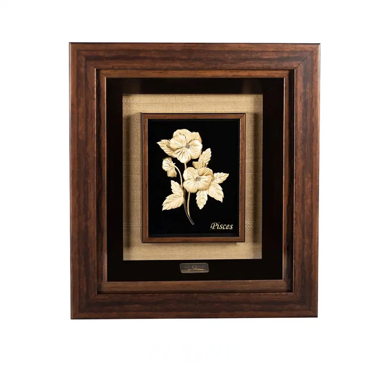 تابلو ورق طلا الون مدل گل بنفشه