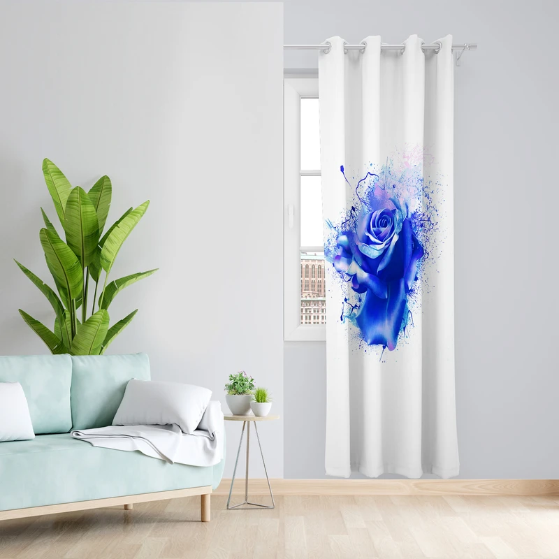 پرده طرح گل مدل مخمل پانچی کد L 296 Z سایز 140x200 سانتی متر