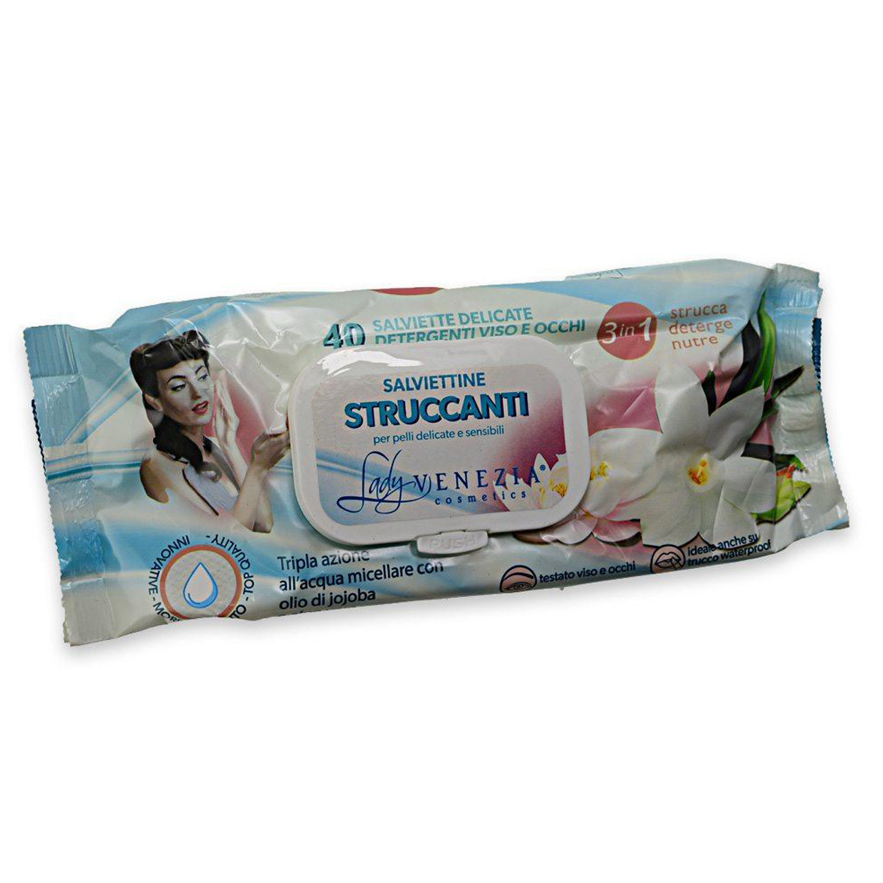 دستمال مرطوب پاک کننده آرایش لیدی ونیز مدل Struccanti بسته 40 عددی