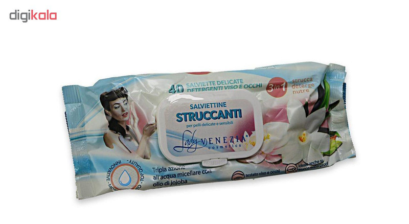 دستمال مرطوب پاک کننده آرایش لیدی ونیز مدل Struccanti بسته 40 عددی دستمال مرطوب پاک کننده آرایش لیدی ونیز مدل Struccanti بسته 40 عددی