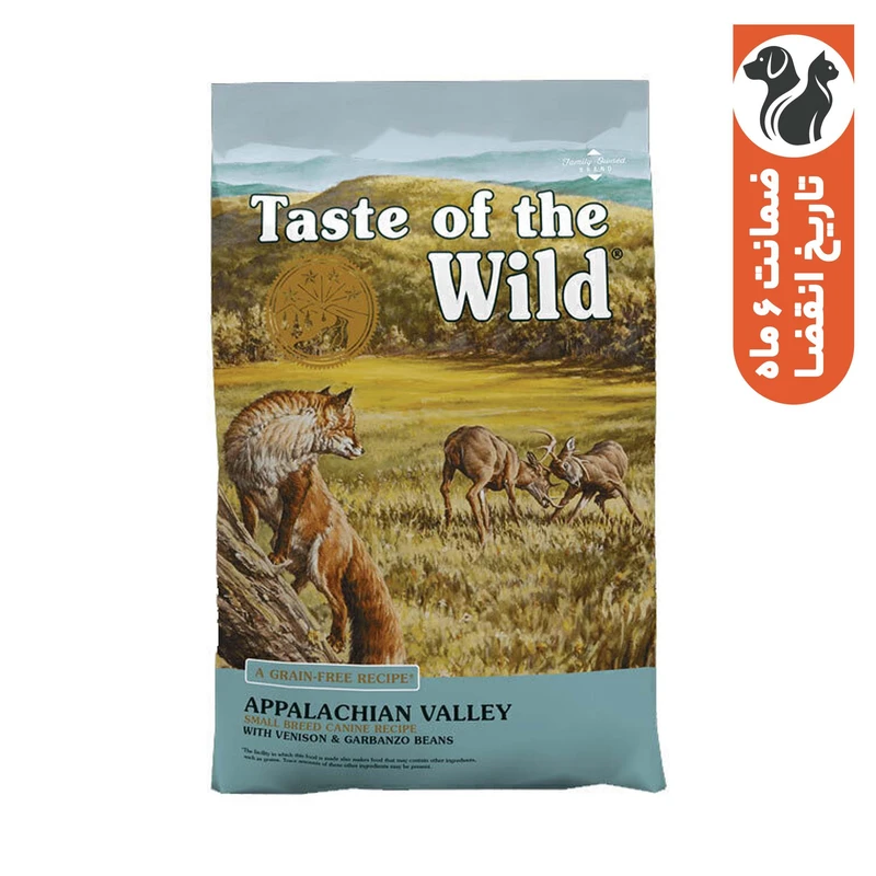 غذای خشک سگ بالغ تیست آف ویلد مدل Appalachian Valley Canine Recipe نژاد کوچک با طعم گوشت گوزن و لوبیا گاربانزو وزن ۲ کیلوگرم