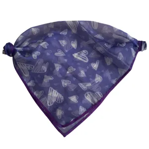 روسری زنانه مدل مینی اسکارف توری حریر کریستال قلب دار