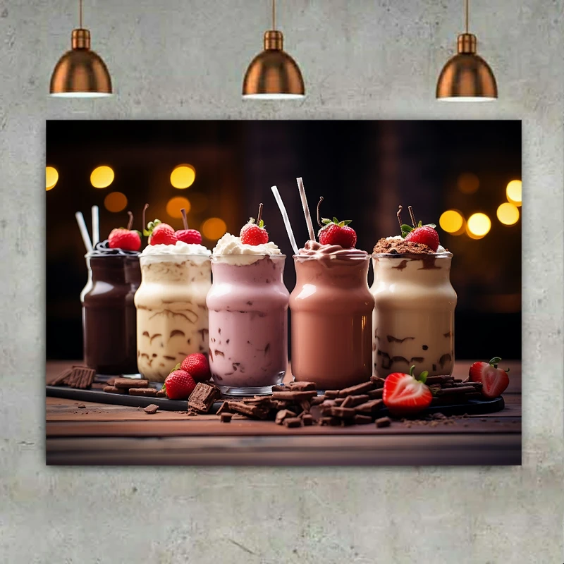 تابلو بوم طرح مخمل میلک شیک خوشمزه مدل اسموتی میوه ای کد PY206