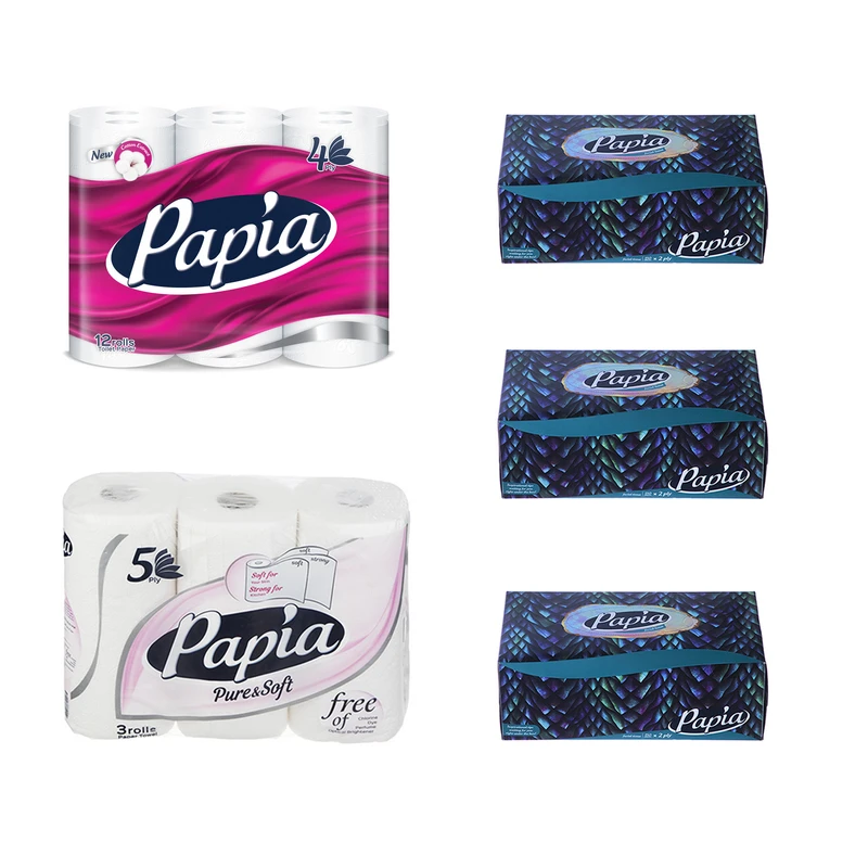 دستمال کاغذی پاپیا مدل 1-1-3 مجموعه 5 عددی