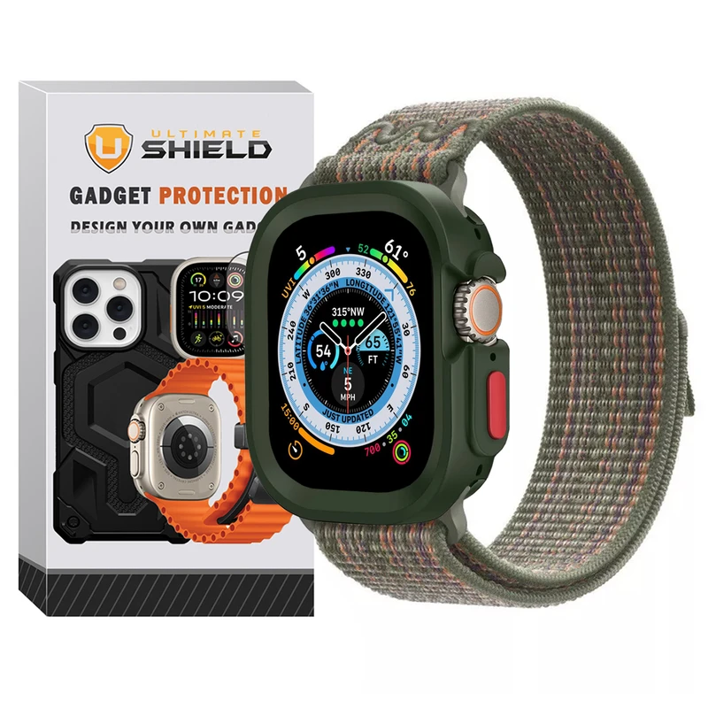 بند آلتیمیت شیلد مدل Hyper Defender مناسب برای اپل واچ 49 میلی متری سری Ultra 2 به همراه کاور