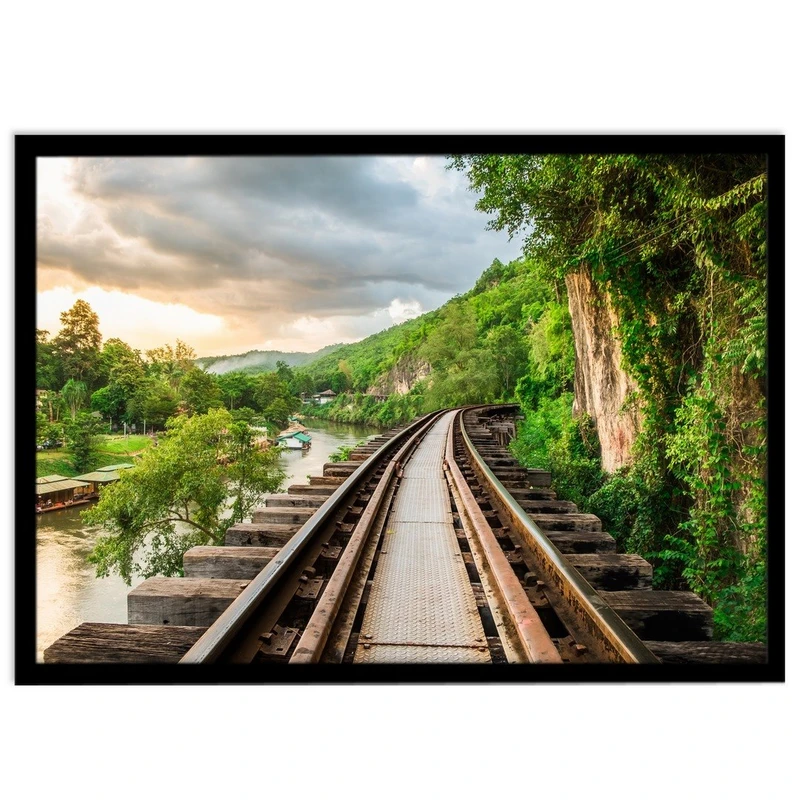 تابلو نوری بکلیت طرح خط آهن و کوهستان جنگلی مدل B-S1306