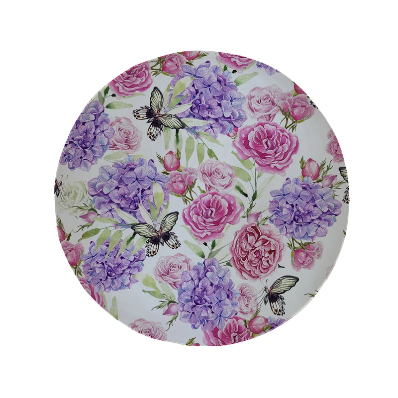 پادری مدل دایره طرح گل و پروانه کد 5114 سایز 90 × 90 سانتی متر 