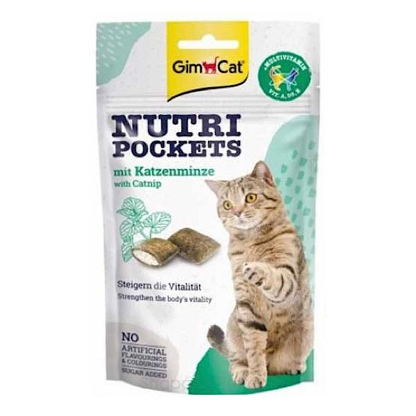 تشویقی گربه جیم کت مدل Nutri pockets با طعم علف گربه وزن 60 گرم
