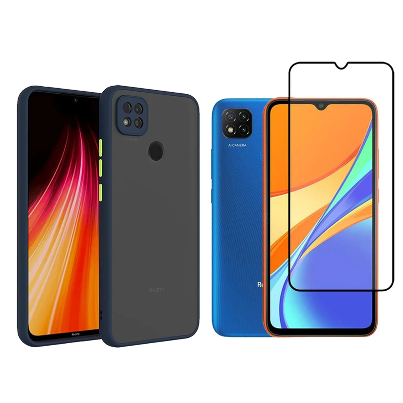 کاور ری گان مدل matte- redmi9c مناسب برای گوشی موبایل شیائومی Redmi 9C به همراه محافظ صفحه نمایش