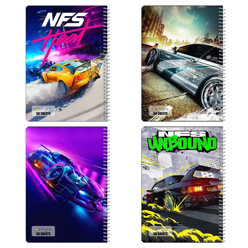 دفتر نقاشي 50 برگ کارنيکا طرح نید فور اسپید Need for Speed کد 67162 مجموعه 4 عددی