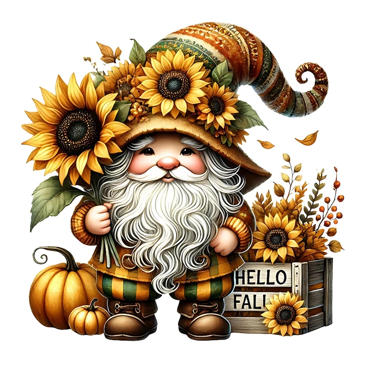 استیکر پارچه و لباس پاد آفرین مدل پاییز طرح عروسکی کدو تنبل آفتابگردان کد S3026