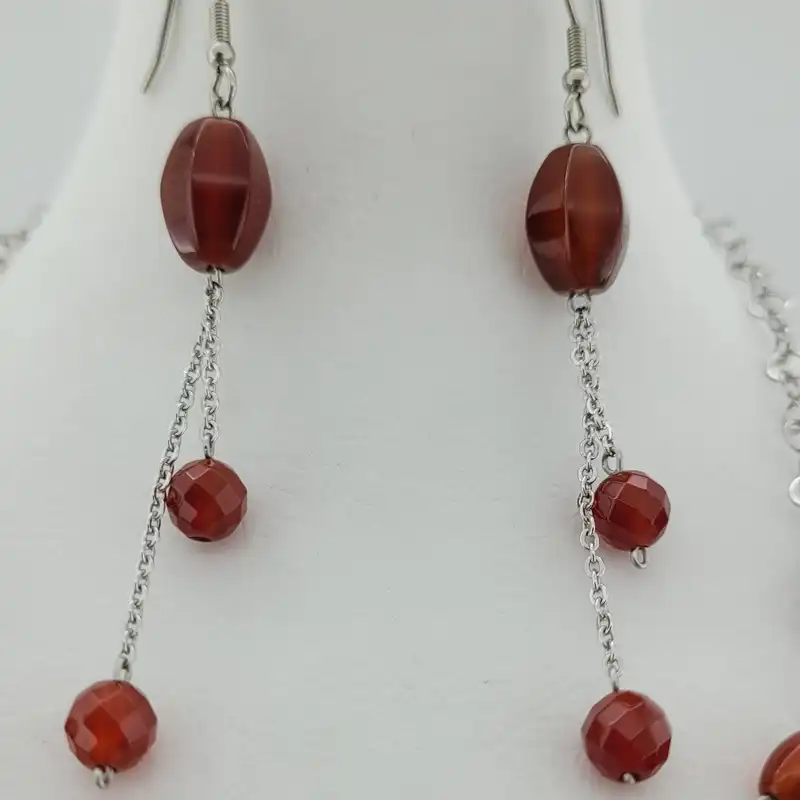 نیم ست زنانه مدل عقیق آویز کد 0964