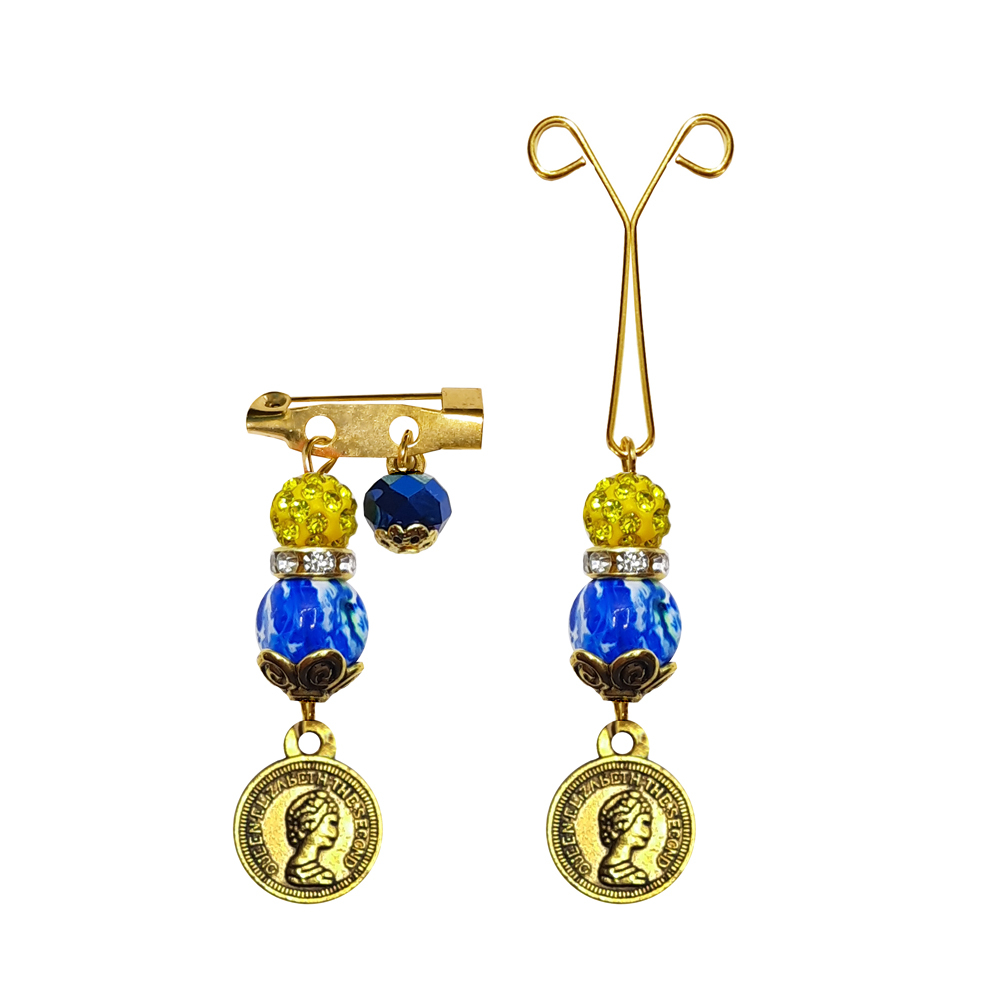 ست گیره روسری و سنجاق سینه زنانه مدل سکه