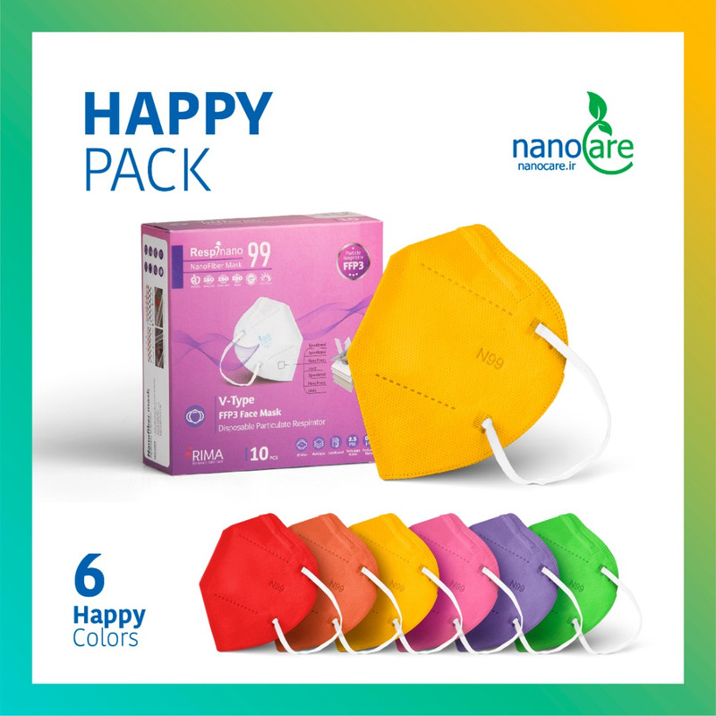 ماسک تنفسی ریما مدل N99 نانوالیاف بسته 10 عددی