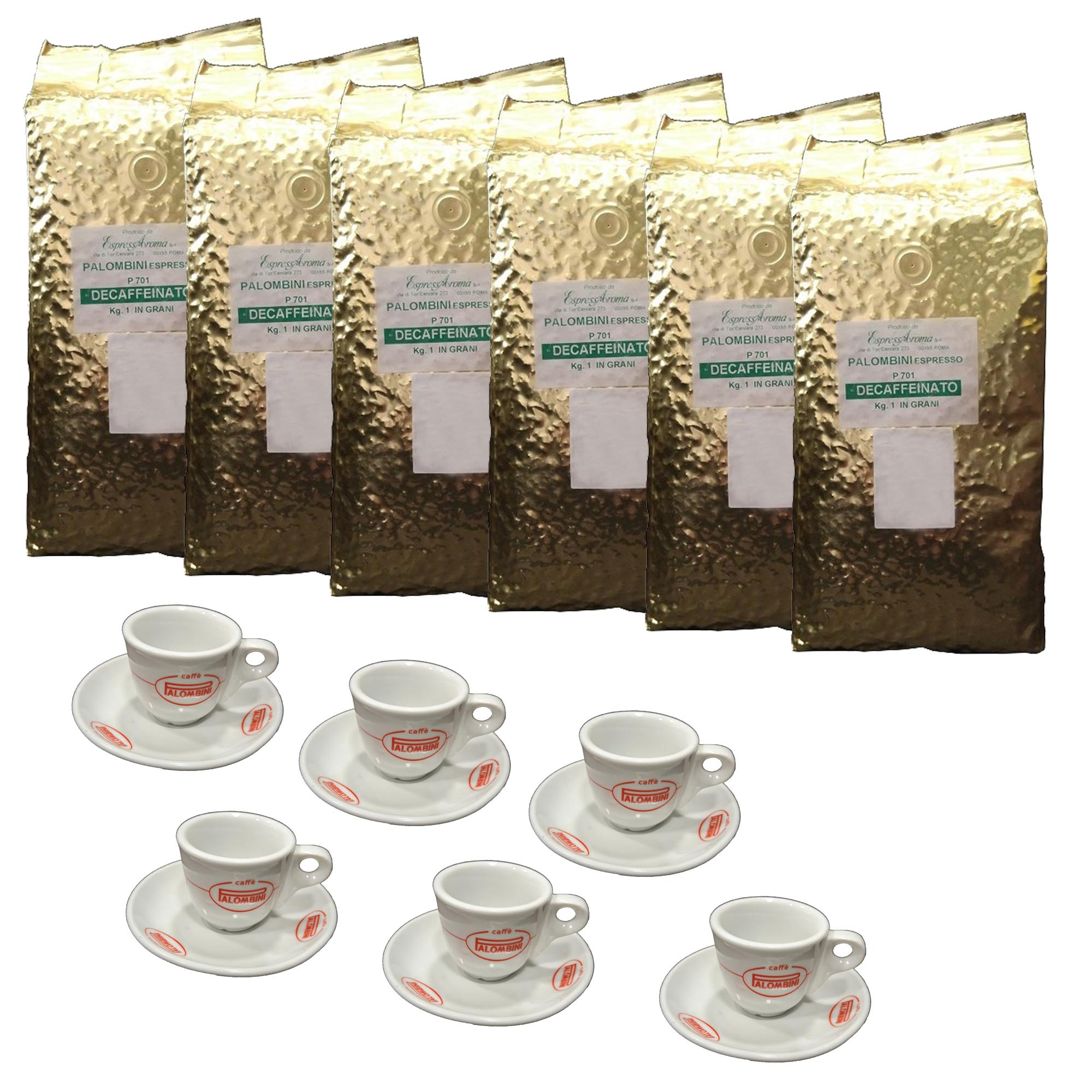 دانه قهوه پالومبینی مدل DECAFFEINATO وزن 1000 گرم بسته 6 عددی