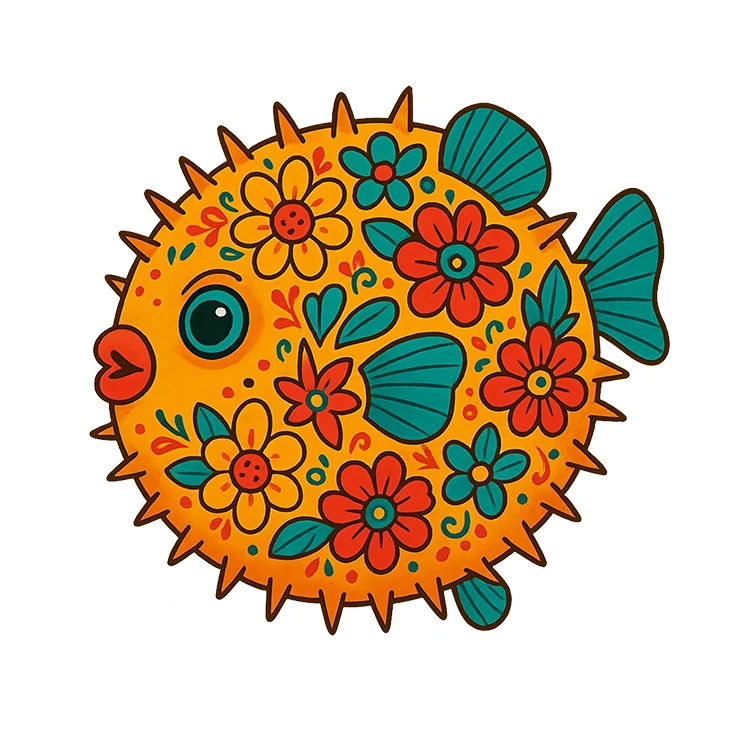 استیکر پارچه و لباس پاد آفرین مدل کارتونی کیوت ماهی بامزه کد S3294