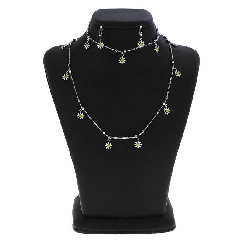 نیم ست زنانه مدل گل بابونه ظریف کد 529856 نیم ست زنانه مدل گل بابونه ظریف کد 529856