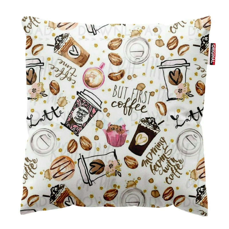 کوسن پاد آفرین طرح کافه کافی قهوه coffee کد 2422 سایز 40*40 سانتی متر