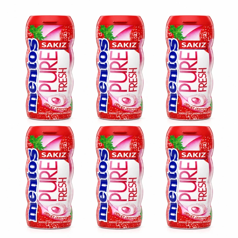 آدامس بدون قند منتوس مدل Pure Fresh با طعم توت‌فرنگی - 180 گرم بسته 6 عددی