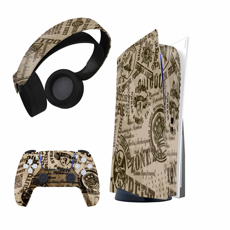 برچسب کنسول و دسته بازی و هدفون PS5 مدل Military